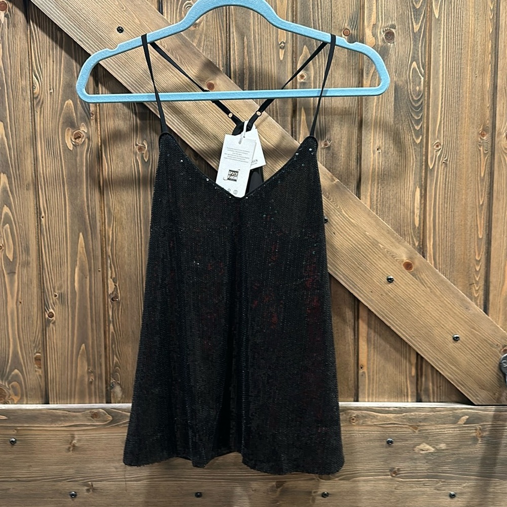 Black sequin tank